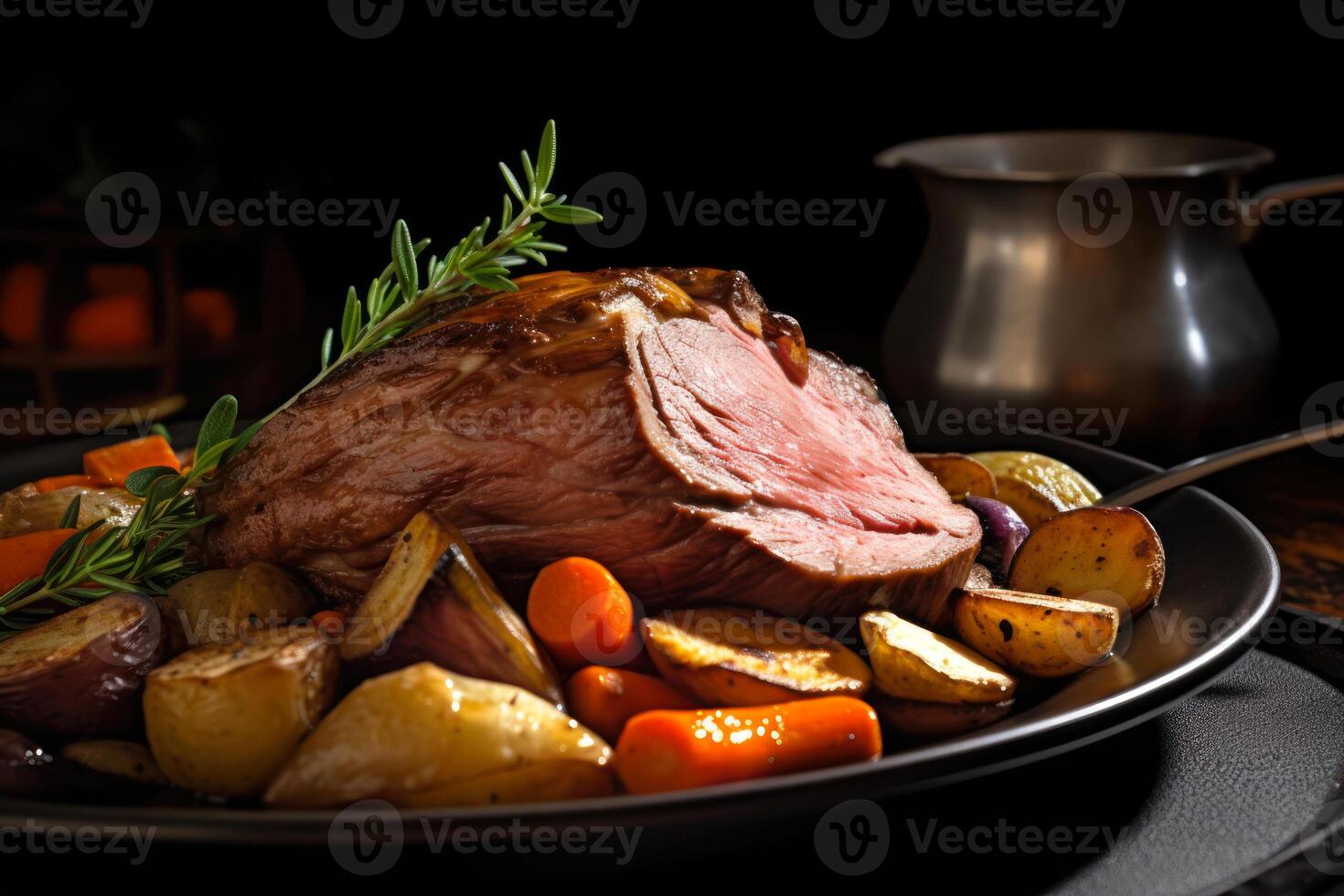 baked piece of meat red veal photo