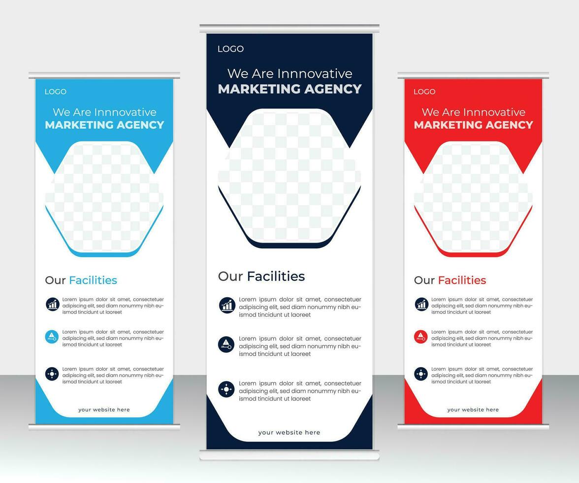 Professional abstract corporate roll up banner design vector template.