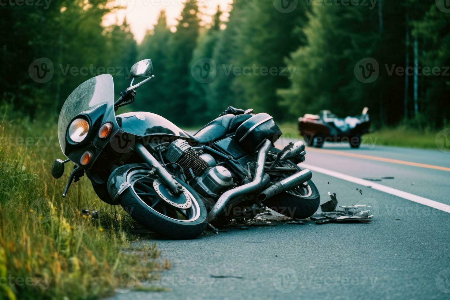 motorcyclist got into an accident generative ai photo
