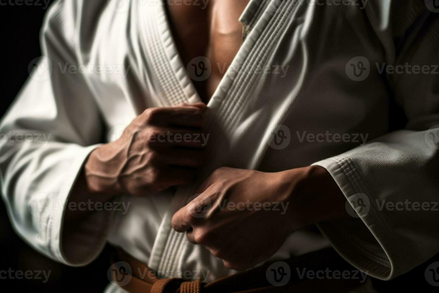 man in white kimono martial arts generative ai photo