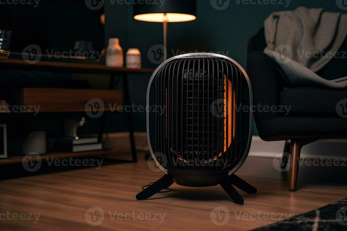 black electric heater for home generative ai photo