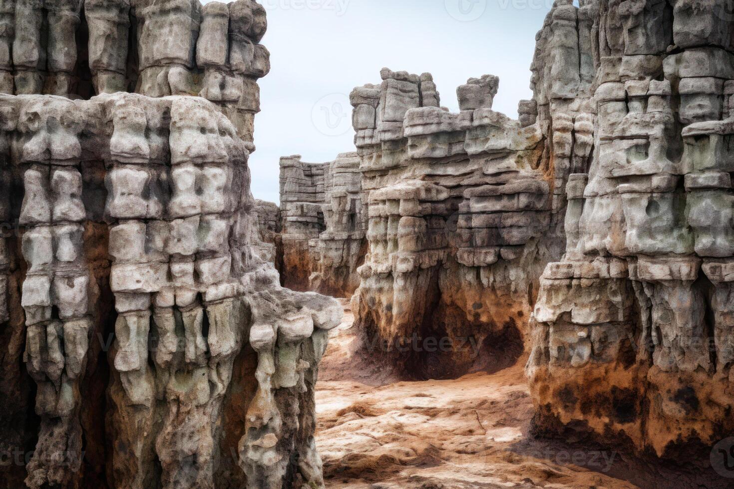 ancient coral rocks on the place of the dried seabed photo