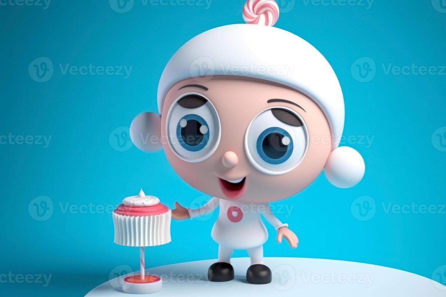cartoon boy in a white suit on a blue background photo