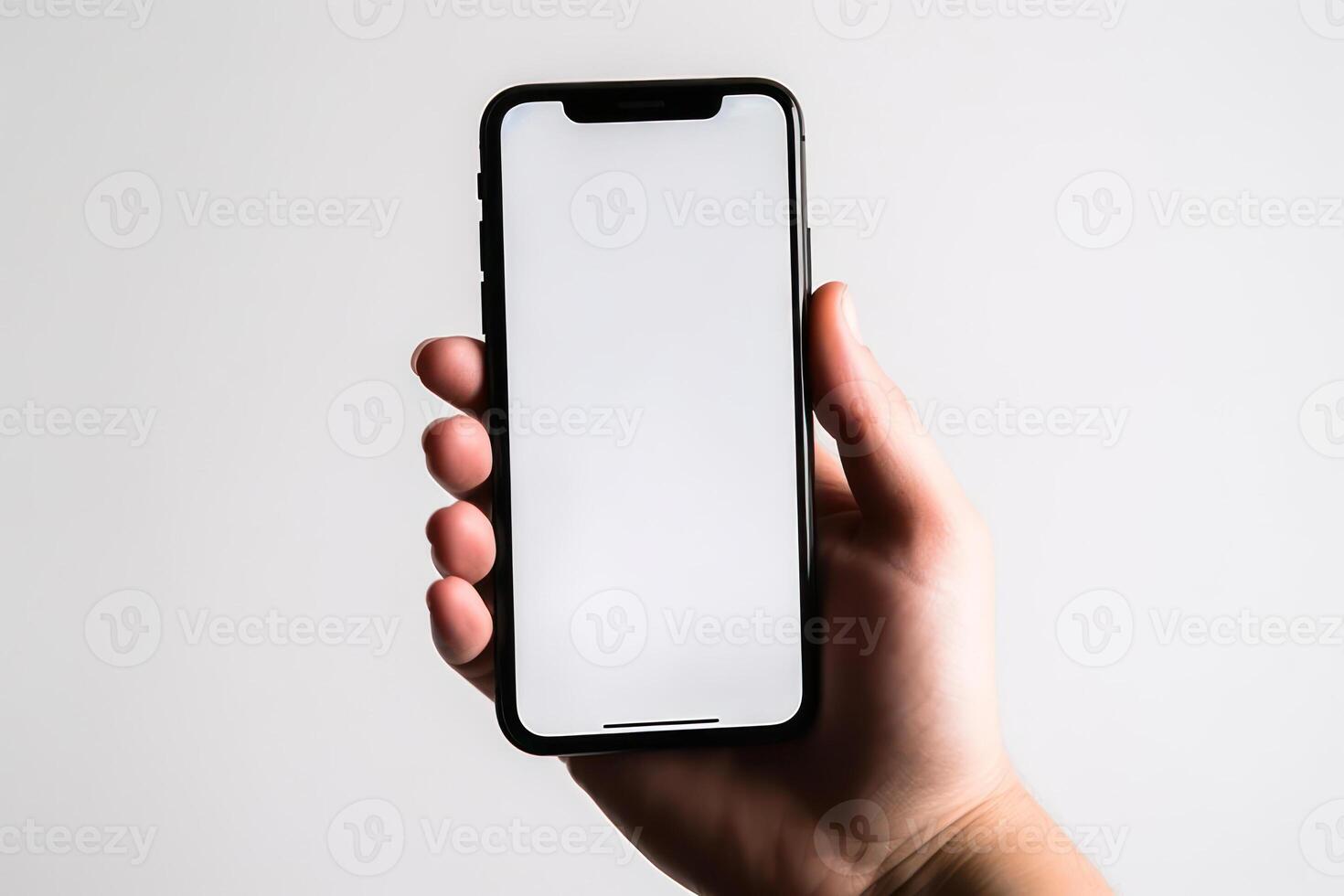 phone in woman hands mockup copy space  generative ai photo