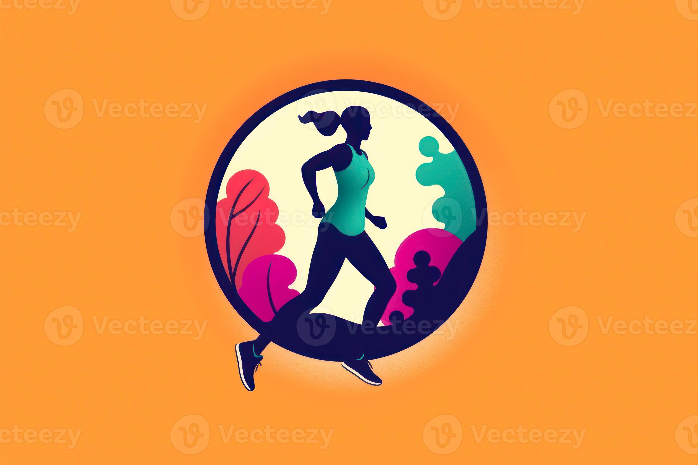 logotype girl jogging on a colored background the concept of