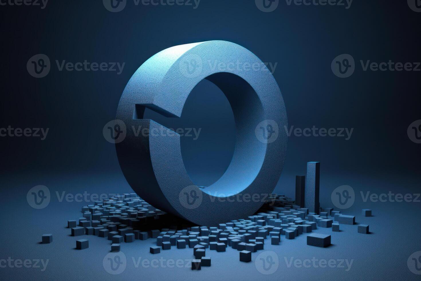 blue abstract figure in the form of zero photo