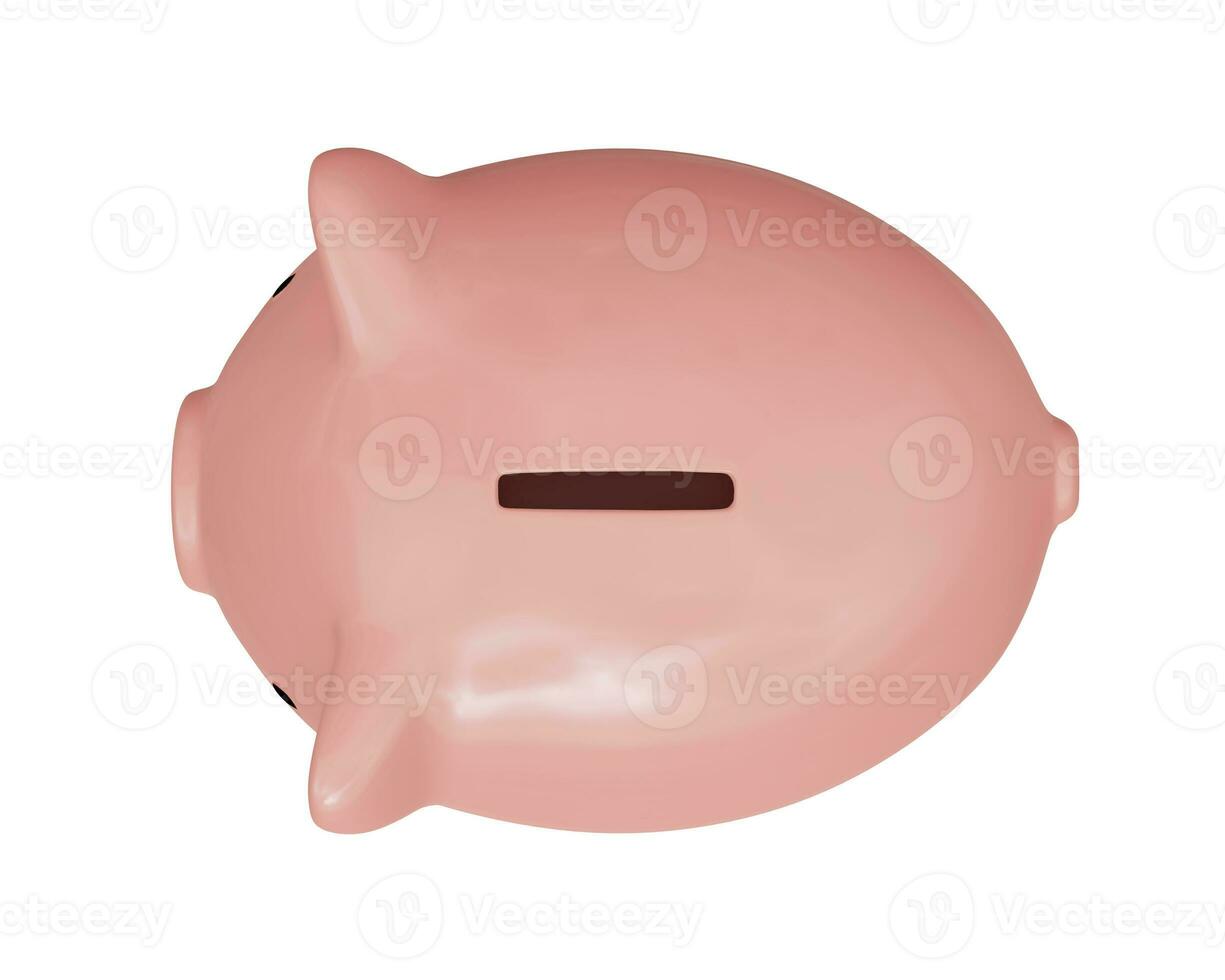 Pink piggy bank. Render 3d. Isolated on white background photo