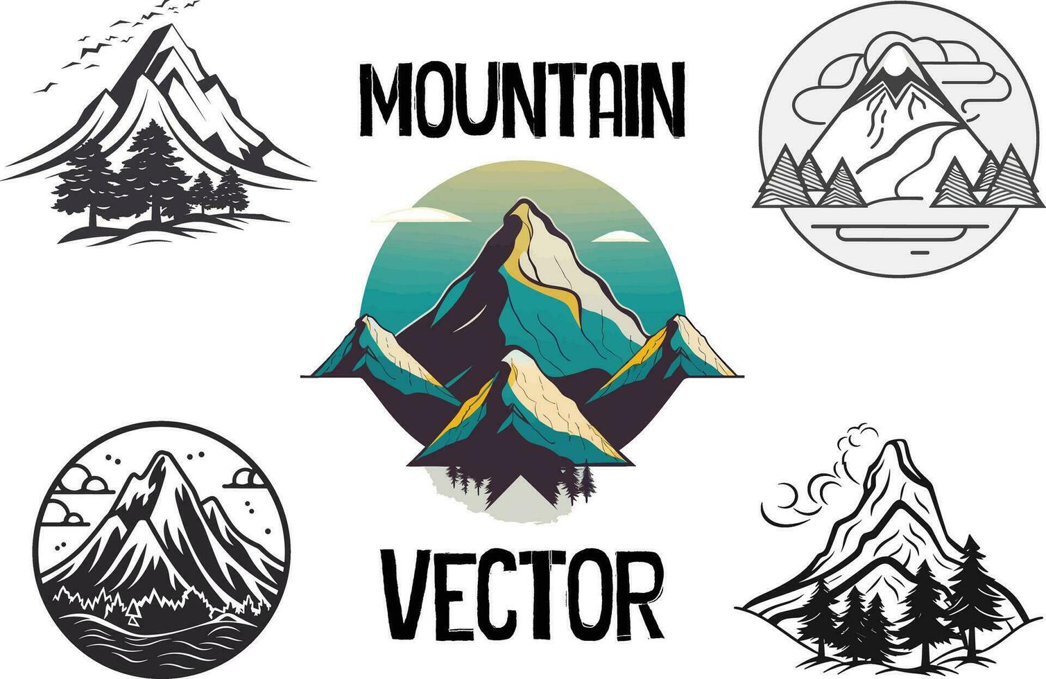 Mountain vector artwork, mountain logo, mountain clipart