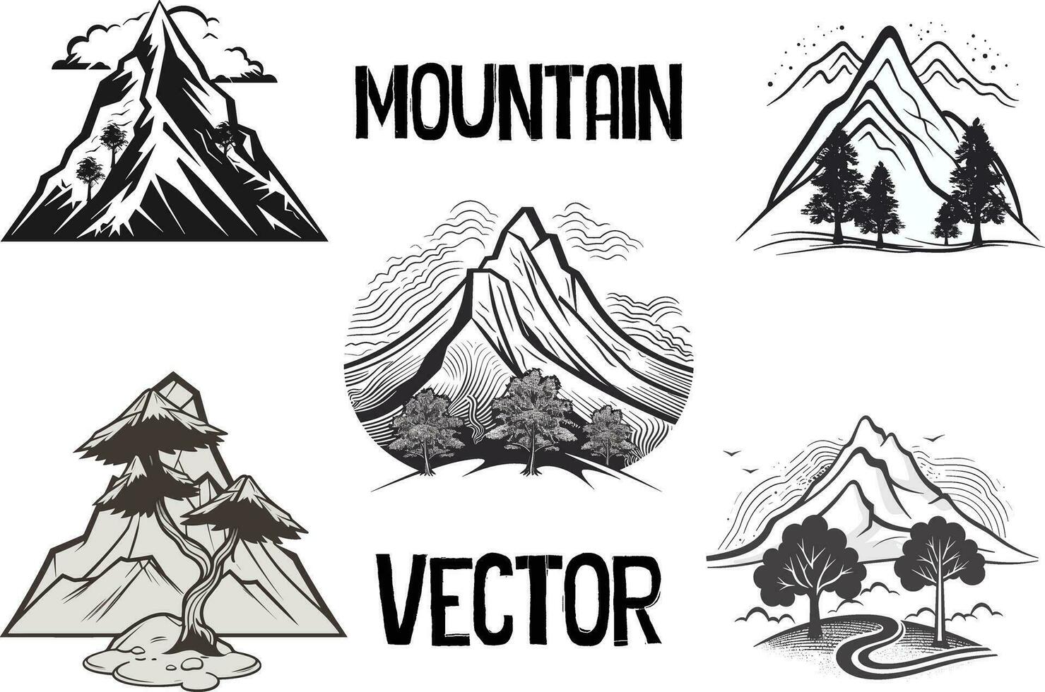 Mountain vector artwork, mountain logo, mountain clipart