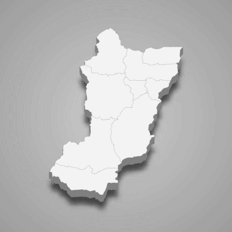 3d isométrica mapa de zamora chinchipe es un provincia de Ecuador vector