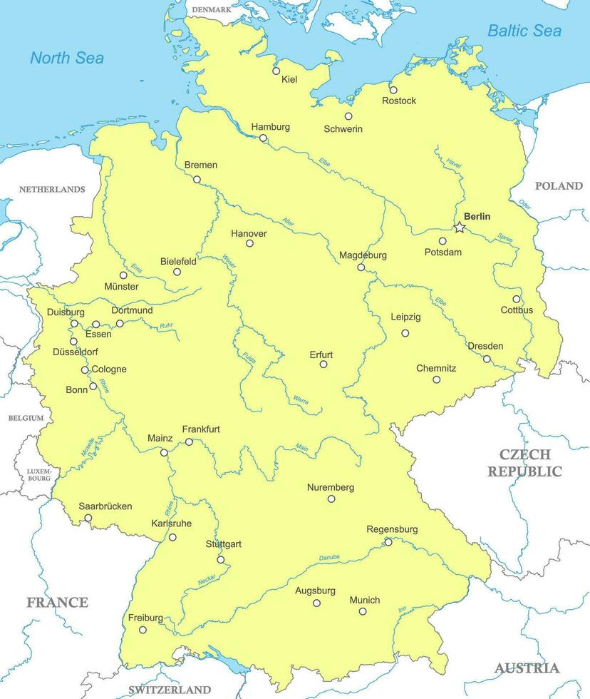 político mapa de Alemania con nacional fronteras vector
