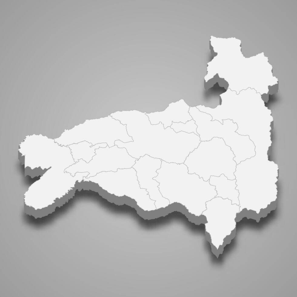 3d isometric map of Loja is a province of Ecuador vector
