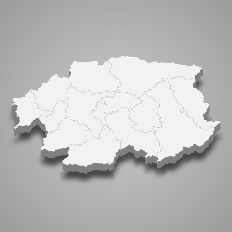 3d isometric map of Banska Bystrica Region is a province of Slovakia vector