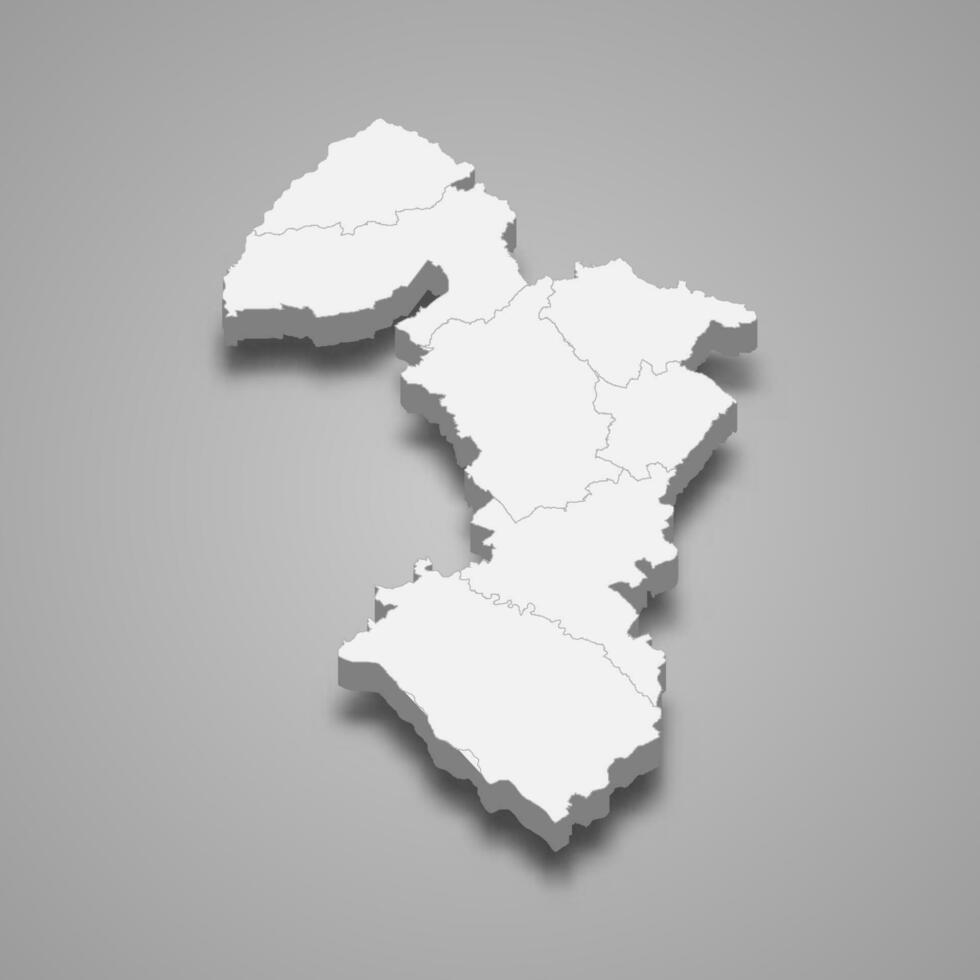 3d isometric map of Trnava Region is a province of Slovakia vector