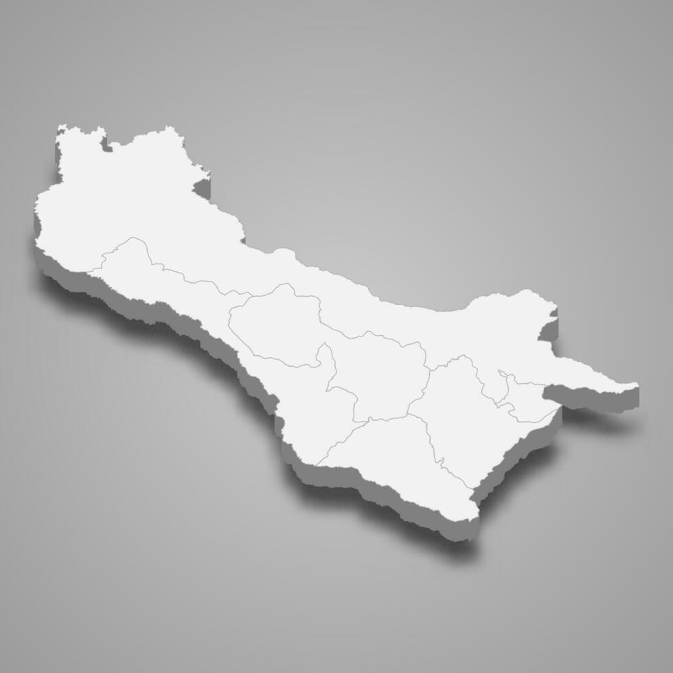 3d isometric map of Carchi is a province of Ecuador vector