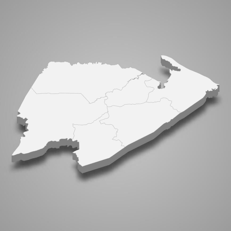 3d isometric map of Izabal is a province of Guatemala vector