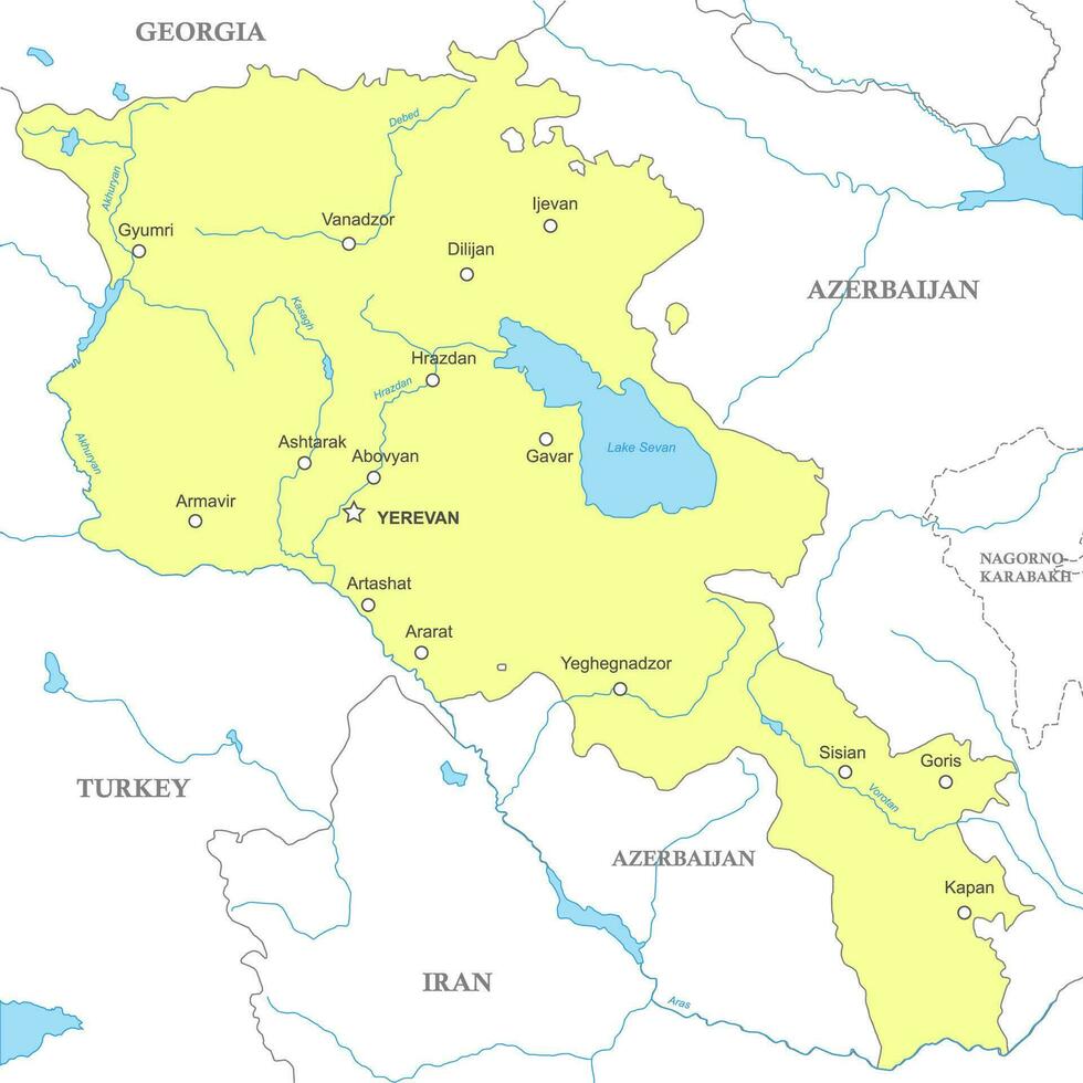 High quality labeled map armenia with borders Vector Image