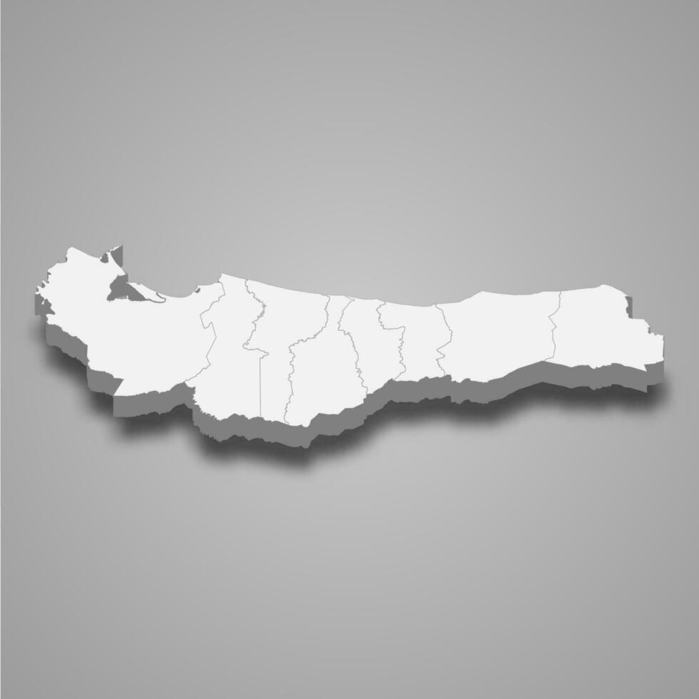 3d isometric map of Atlantida is a province of Honduras vector