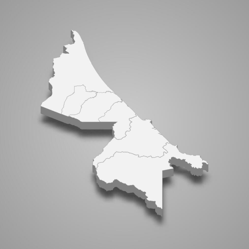 3d isometric map of Limon is a province of Costa Rica vector