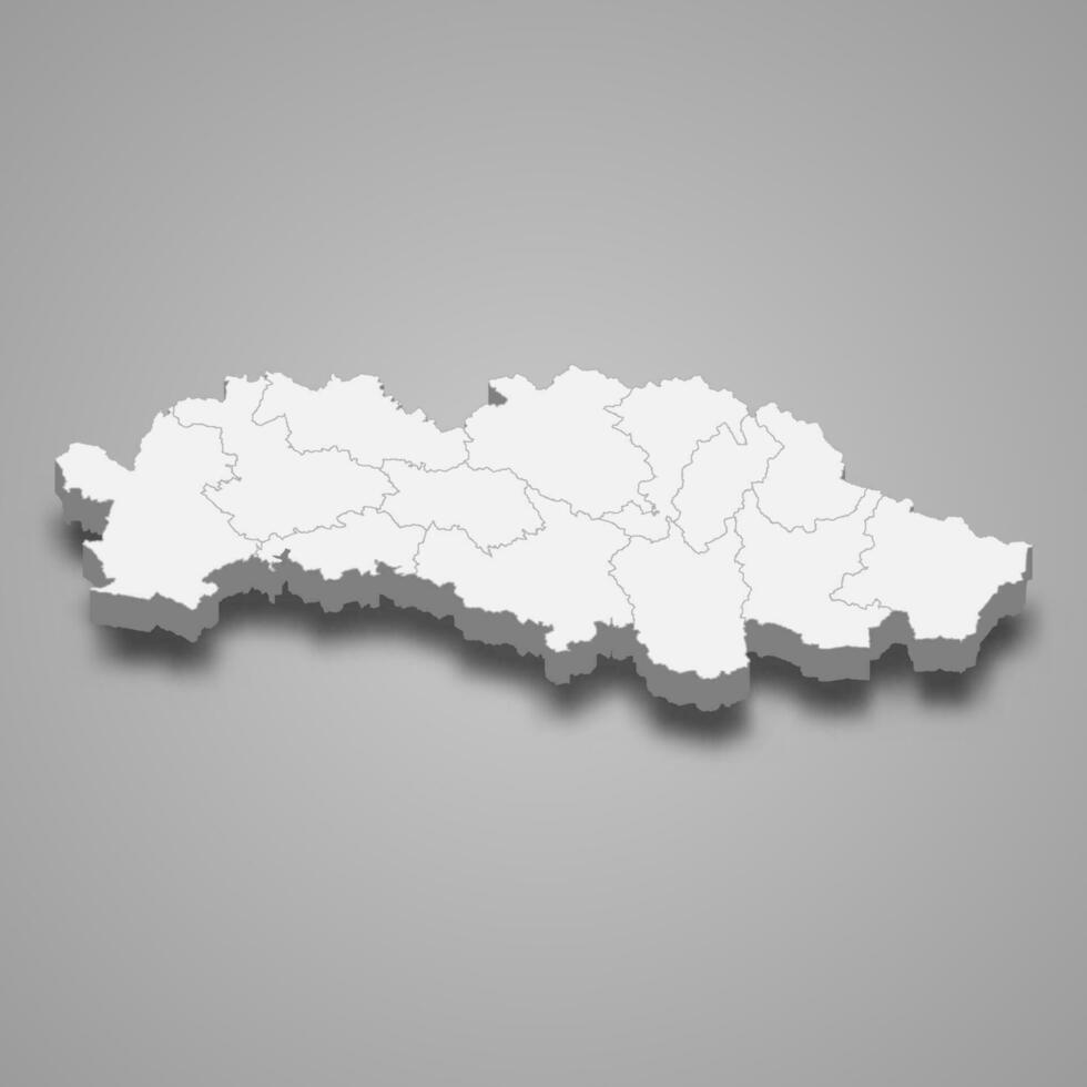 3d isometric map of Presov Region is a province of Slovakia vector