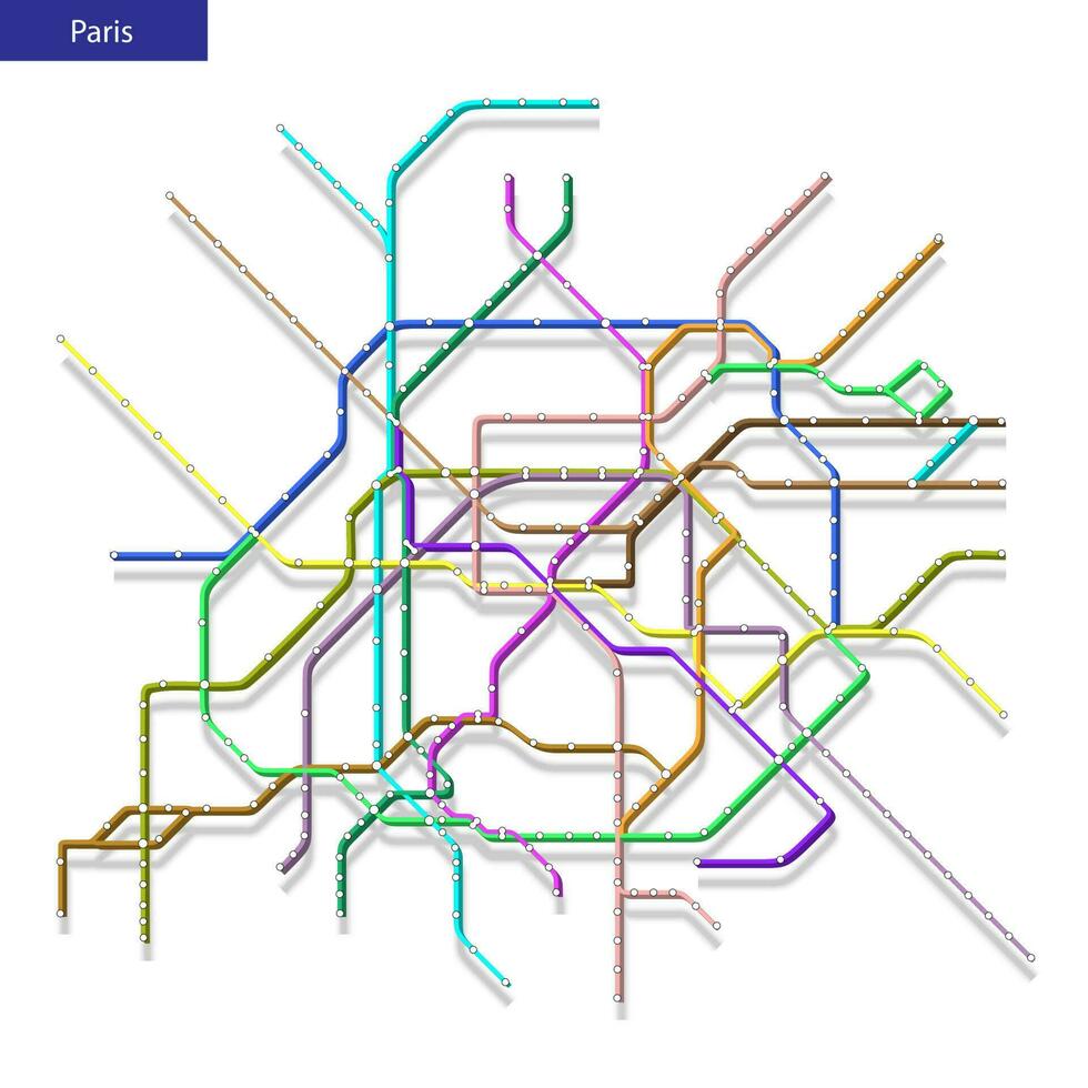 3d isometric Map of the Paris metro subway. vector