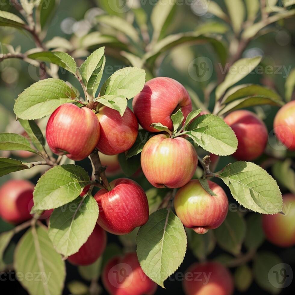 manzana en un árbol, fruta. ai generativo foto