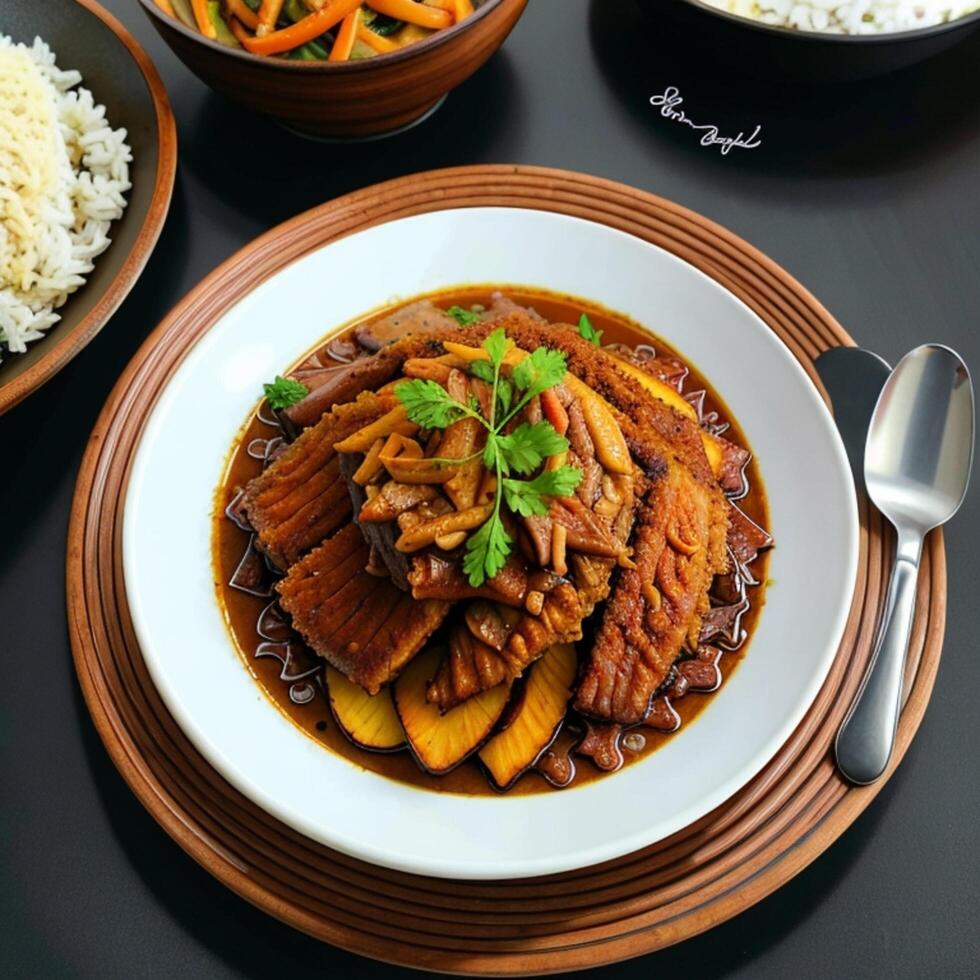 rice gudeg traditional delicious food. photo