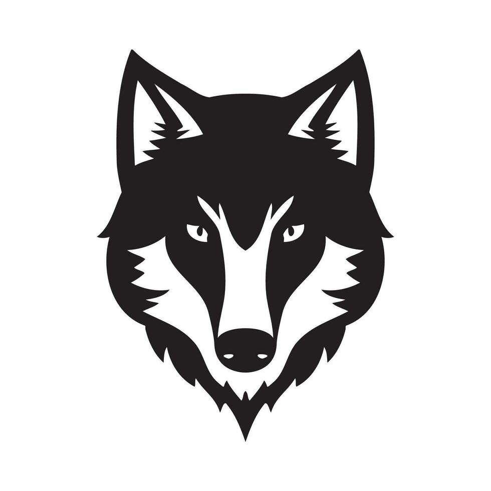 Wolf head black and white vector icon.