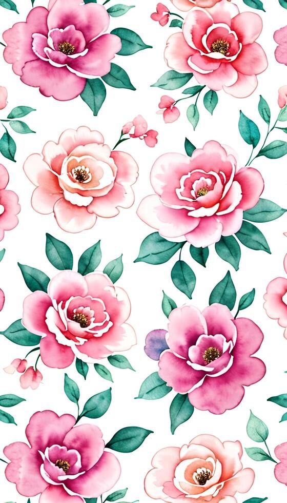 Watercolor floral pattern, A whimsical and feminine look. AI Generative photo