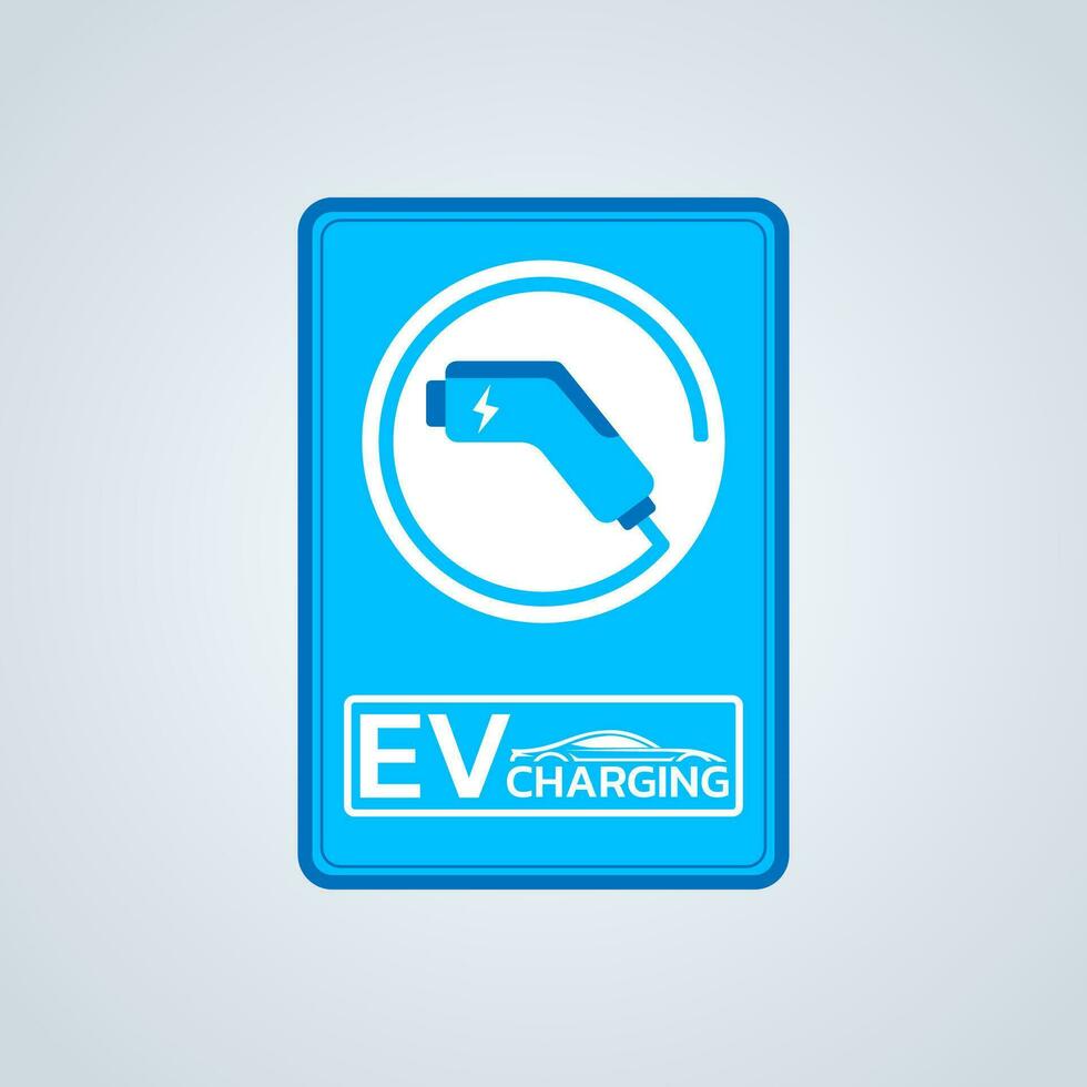 EV charging station sign. Electric vehicle charging station, electric recharging point, vector icon, illustration on background.
