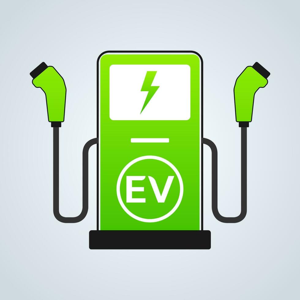 Electric car charging station color icon vector illustration on background