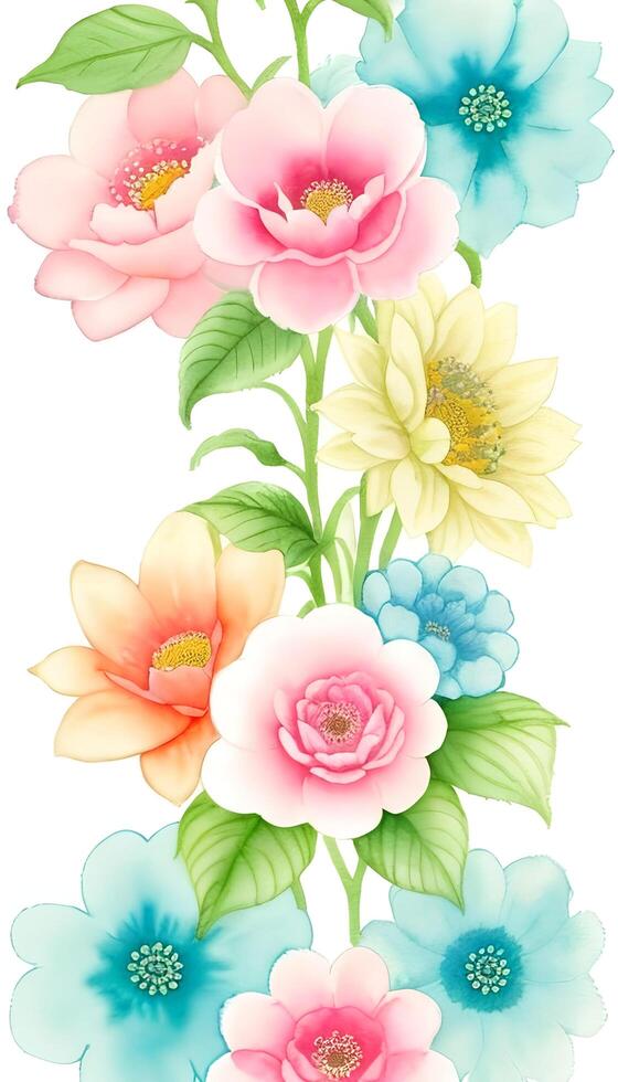 Watercolor floral pattern, A whimsical and feminine look. photo