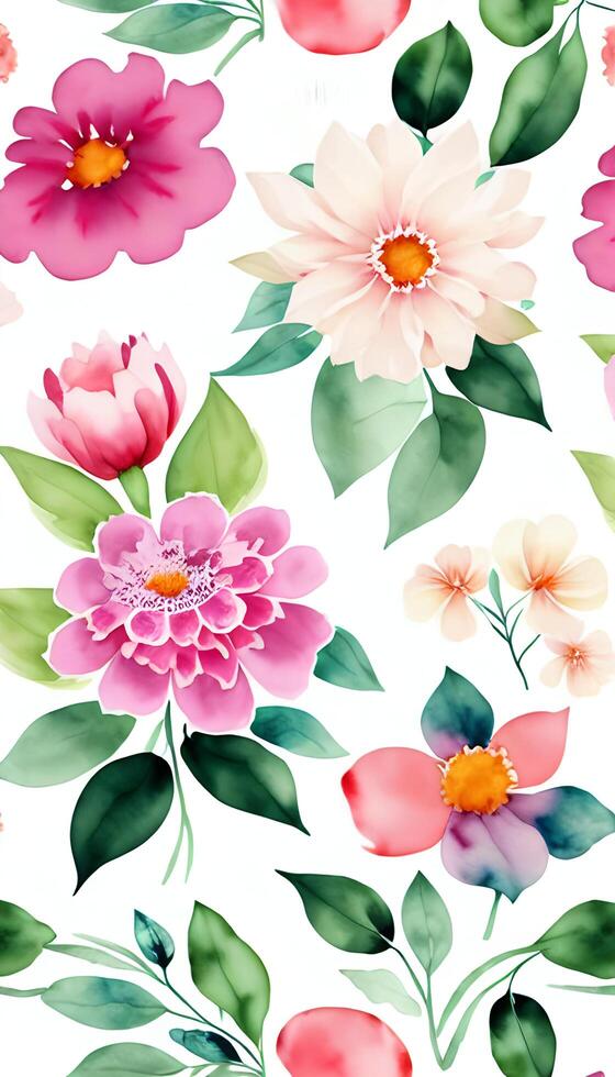 Watercolor floral pattern, A whimsical and feminine look. AI Generative photo