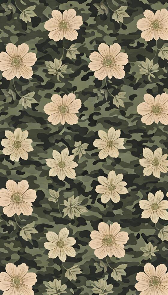 Floral camouflage pattern, A pattern that is both beautiful and functional. photo