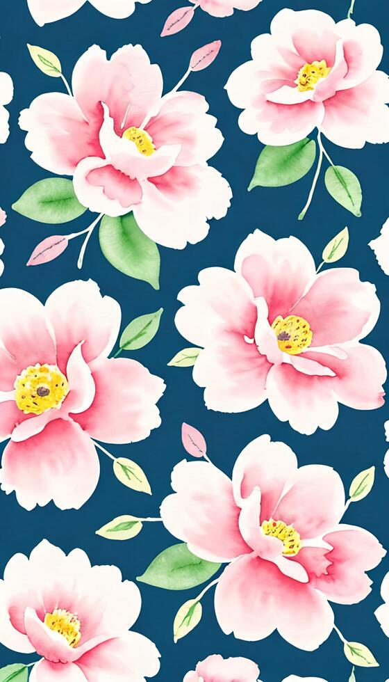 Watercolor floral pattern, A whimsical and feminine look. photo