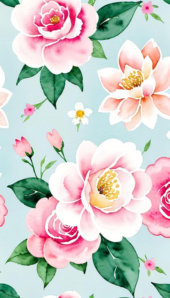 Watercolor floral pattern, A whimsical and feminine look. photo