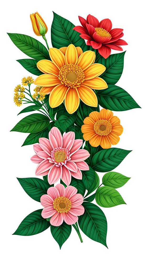 Floral patterns, Design a floral with a variety of flowers, leaves. photo
