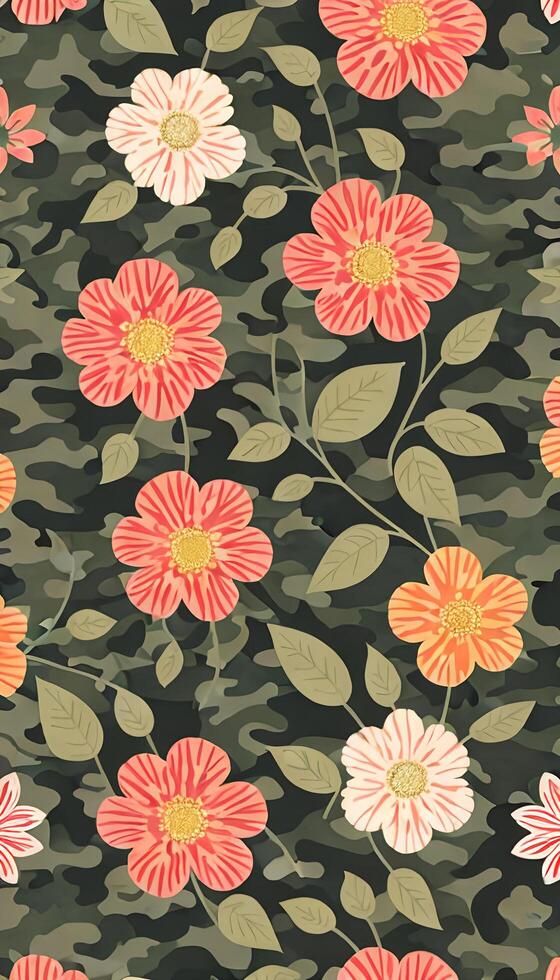 Floral camouflage pattern, A pattern that is both beautiful and functional. photo