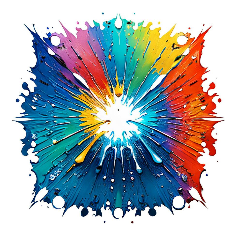 Splash art of colorful paint on a canvas. T-shirt design. AI-Generated. photo