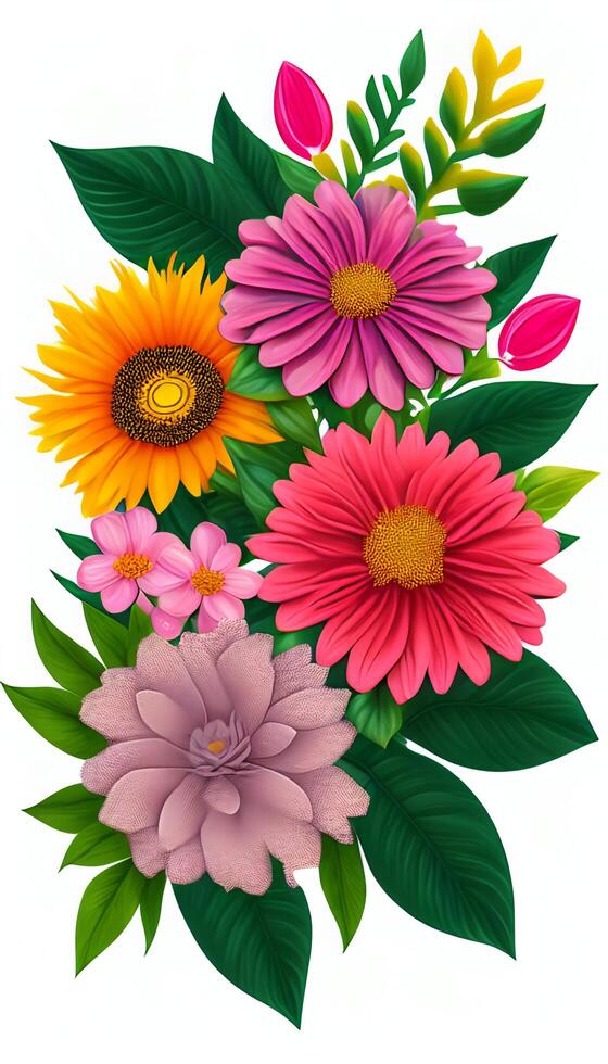 Floral patterns, Design a floral with a variety of flowers, leaves. photo
