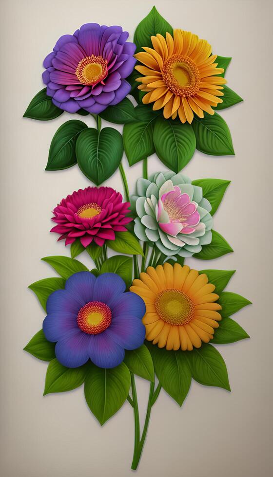 Floral patterns, Design a floral with a variety of flowers, leaves. photo