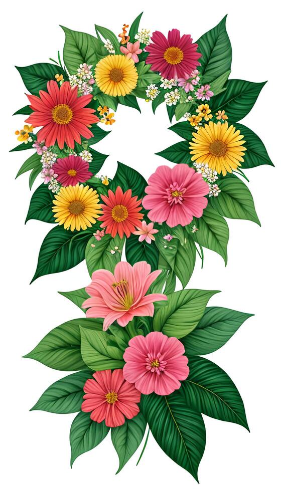 Floral patterns, Design a floral with a variety of flowers, leaves. photo