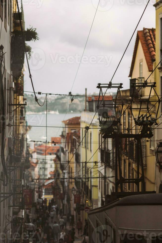 Elevador da Bica railway tram car in the civil parish of Misericordia, Lisbon, Portugal photo