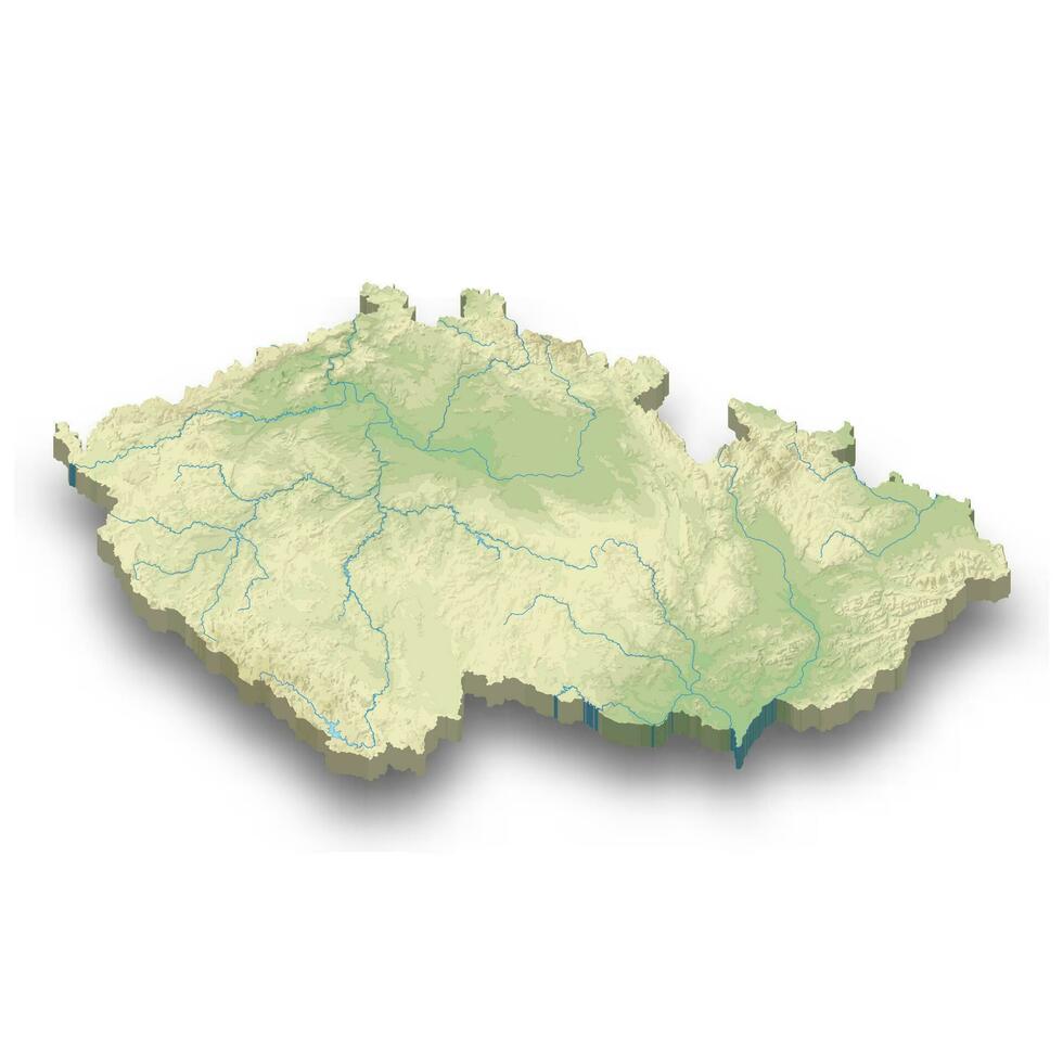 3d isometric relief map of Czech Republic vector
