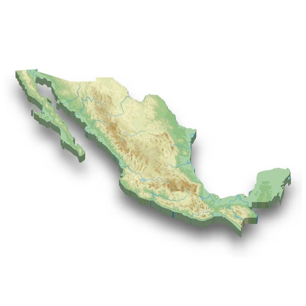 3d isométrica alivio mapa de mexico vector