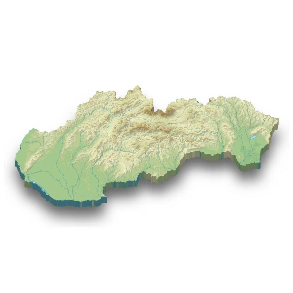 3d isometric relief map of Slovakia vector
