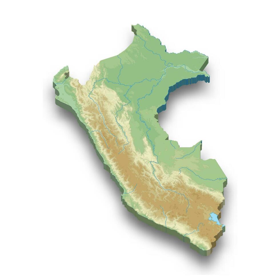 3d isométrica alivio mapa de Perú vector