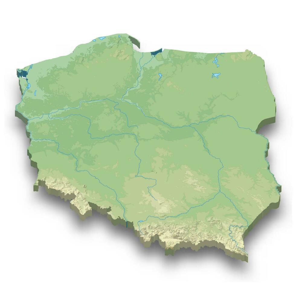 3d isométrica alivio mapa de Polonia vector