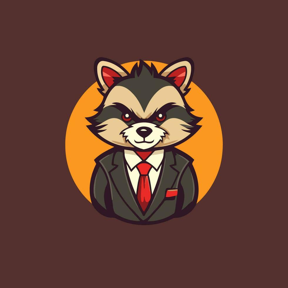 mapache en un traje y atar. vector ilustración para tu diseño