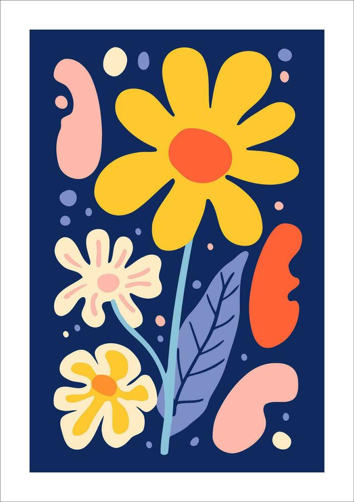 Cute hand drawn card with flowers. Vector illustration for your design